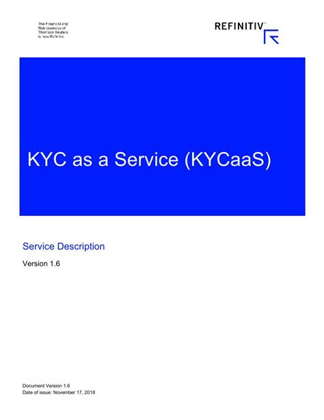 kycaas|Refinitiv is getting out of KYC As A Service Solution .